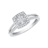 1/3 CT. T.W. Ladies Cushion Diamond Cluster Halo Center Ring