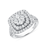 2-1/20 CT. T.W. Ladies Cushion Diamond Cluster Double Step Halo & Split Side Ring