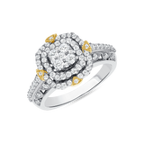 .85 CT. T.W. Ladies Diamond Cushion Cluster & Double Halo Fashion Ring