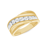 1-1/4 CT. T.W. Gents 9-Curved Diamond Row Waved Band