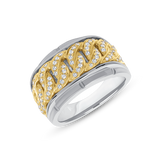 .65 CT. T.W. Gents Diamond Studded Cuban Link Two-Tone Ring