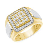 1 CT. T.W. Gents Two-Tone Square Cluster Halo & Rolex Effect Ring
