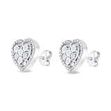 3/20 CT. T.W. Elegant Heart-Shaped Cluster & Halo Diamond Earrings