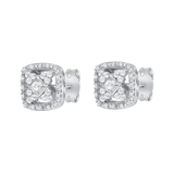 3/10 CT. T.W. Square Starburst & Split Cushion Halo Diamond Earrings