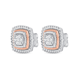 1/2 CT. T.W. Designer Two-Tone Cushion Cluster Halo Diamond Earrings
