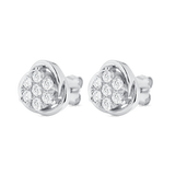 1/2 CT. T.W. Designer Round Cluster & Polished Swirl Diamond Earrings