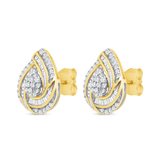 1/2 CT. T.W. Ladies Teardrop Cluster & Baguette Swirl Diamond Earrings