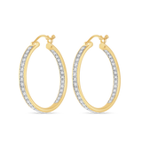 1/2 CT. T.W. Ladies Fancy Front-N-Back Brilliant Diamond Hoop Earrings
