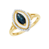 Ladies Marquise Saphire & Diamond Halo Ring
