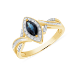 Ladies Marquise Sapphire and Twisted Halo Diamond Ring