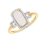 Ladies Elongated Opal & Diamond Halo Ring