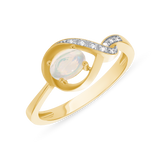 Ladies Oval Opal Infinity Shape Diamond Ring