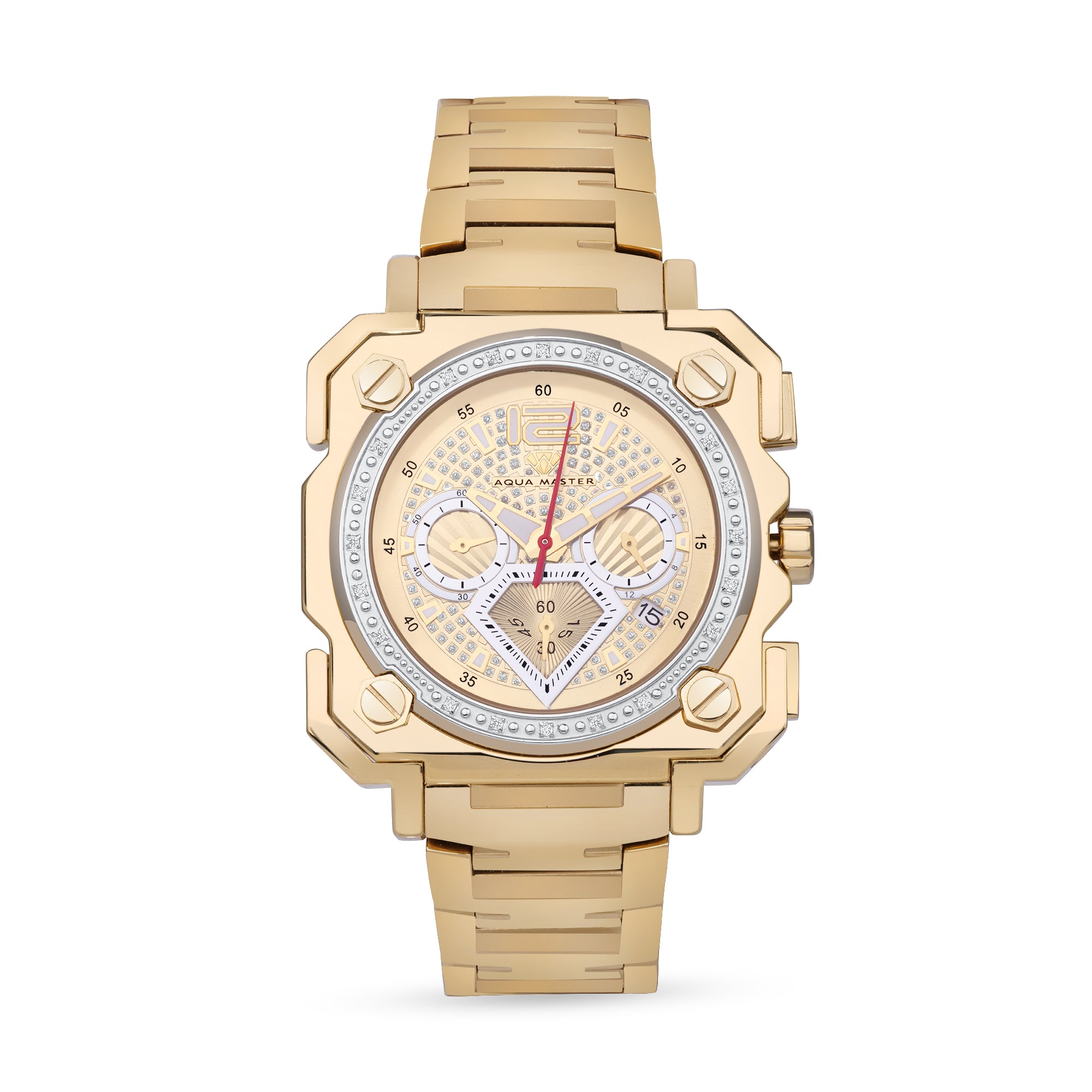 Gents Aqua Master Gold Tone Diamond Fashion Chronograph Watch Milestonz