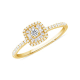 1/3 CT. T.W. Ladies Fashion Cushion Baget Halo & Diamond Sides Ring