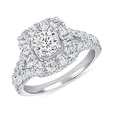 2 CT. T.W. Ladies Fancy Round Center & Cushion Halo Engagement Ring