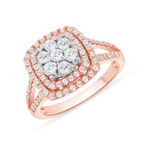 1 CT. T.W. Ladies Cushion-cut Diamond Cluster Ring