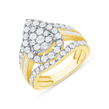 2 CT. T.W. Ladies Diamond Teardrop Cluster Halo Wedding Set