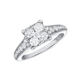 1 CT. T.W. Ladies Diamond Square Cluster Center Ring