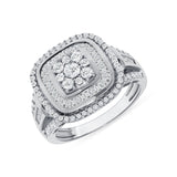 1 CT. T.W. Ladies Cushion Cluster & Baguette Halo Diamond Ring