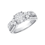 1 CT. T.W. Ladies Round Cluster & Split Sides Diamond Ring