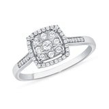 4/10 CT. T.W. Ladies Fashion Cushion Cluster Halo & Diamond Sides Ring