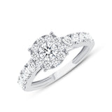 1-1/2 CT. T.W. Fancy Ladies Round Halo & Diamond Sides Ring