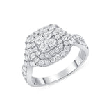 1 CT. T.W. Ladies Cushion Double Halo Twisted Shank Diamond Ring