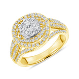 1-1/2 CT. T.W. Ladies Fancy 7-Diamond Cluster & Split Round Halo Engagement Ring