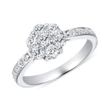 1-1/4 CT. T.W. Ladies 7-Diamond Cluster & Diamond Side Engagement Ring