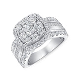 2 CT. T.W. Ladies Fancy Cushion Cluster & Multi-Sides Engagement Ring