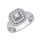 1-1/3 CT. T.W. Princess Center w/Double Halo & Split Sides Diamond Ring