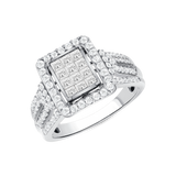 1-1/20 CT. T.W. Ladies Multi-Princess Rectangle Halo Center & Split Side Ring