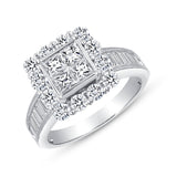 2 CT. T.W. Ladies Fancy Princess Center w/ Double Halo Engagement Ring