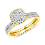 1/2 CT. T.W. Ladies Fancy Diamond Cushion Center Wedding Set