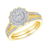 3/5 CT. T.W. Ladies Fancy Diamond Floral Halo Wedding Set