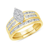 3/4 CT. T.W. Ladies Fancy Marquise Shape Cluster Wedding Set