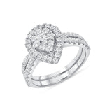 1 CT. T.W. Ladies Elegant Pear Shape Diamond Halo Wedding Set