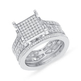 1 CT. T.W. Ladies Multi-Diamond Square Center Wedding Set