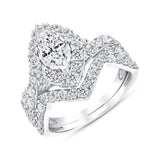 1-3/4 CT. T.W Ladies Fancy Marquise Center w/ Split Side Halo Wedding Set
