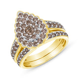 1-1/2 CT. T.W. Ladies Designer Teardrop Shape & Halo Wedding Set