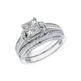 2 CT. T.W. Ladies Diamond Princess Quad Center Wedding Set