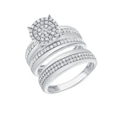 1 CT. T.W. Ladies & Gents Trio Round Center Diamond Wedding Set