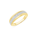 Ladies Curved Double Row Round Diamond Wedding Band