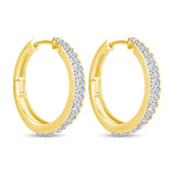 1.65 CT. T.W. Ladies Split Raised Diamond Row Hoop Earrings