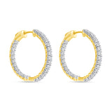 1.65 CT. T.W. Ladies Designer Front/Back Diamond Hoop Earrings