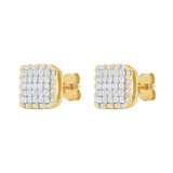 9/10 CT. T.W. Fashion Cushion Cluster & Baguette Halo Diamond Stud Earrings