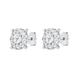 1-1/20 CT. T. W. Designer Round Cluster & Halo Diamond Stud Earrings