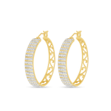 1 CT. T.W. Ladies Fancy Filagree Round Diamond Hoop Earrings