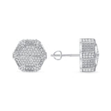 9/10 CT. T.W. Ladies Octagon Cluster Diamond Stud Earrings