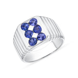 2 CT. T.W. Gents Multi-Bezel Brilliant Tanzanite Signet Ring